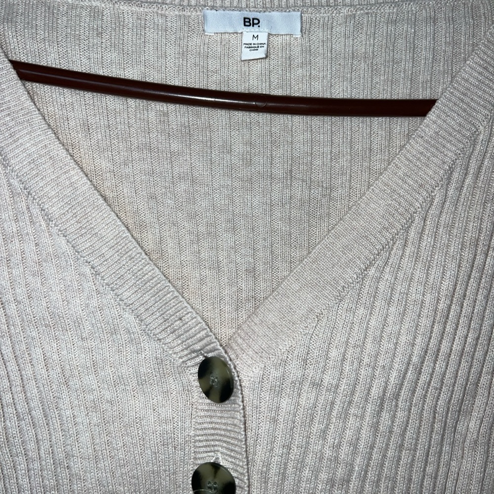 BP Ribbed Button-Up Sweater in Cream - Picture 2 of 3